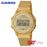 Casio Vintage นาฬิกาข้อมือผู้หญิง/ผู้ชาย สายสแตนเลส รุ่น A171WEMG-9ADF (สีทอง)