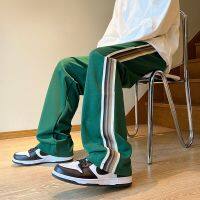 [COD] and Pants Mens Straight Sweatpants Brand Couples New Handsome Side Stripes