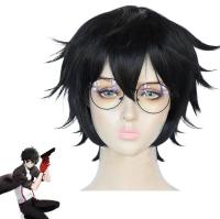 คอสเพลย์อนิเมะ P5 Persona 5 Kurusu Akira Hero วิกผมชุดคอสเพลย์สีดำสั้นวิกผมทนความร้อนได้