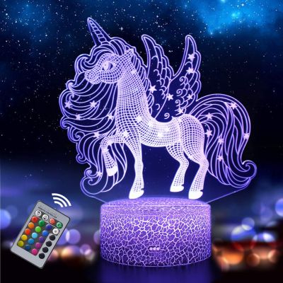 Nighdn 3D LED Unicorn Night Light for Kids Gifts Toys Unicorn Lamp 16 Colors Change with Remote Valentines Day Present Birthday Night Lights