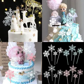 Frozen Castle Cake Topper 3Pcs Glitter Snowflake Cake Topper for Winter  Wonderland Themed Birthday Party Frozen Castle Themed Baby Shower Supplies