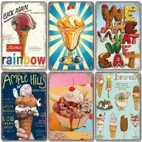 Dessert Poster Metal Sign Cone Tin Plate Wall for Room