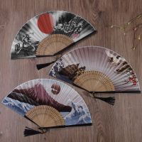 1PC Vintage Silk Folding Fan Chinese Japanese Tassel Bamboo Dance Hand Fan Home Decoration Ornaments Craft Gift Folding Fan