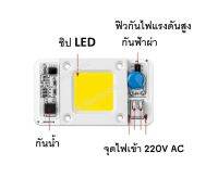 ไฟสปอร์ตไลท์ led COB 50W รุ่นใหม่ มีไดร์ทเวอร์ในตัว ไฟ 220V AC ไฟบ้าน แผ่นซ่อมโคมไฟเก่า