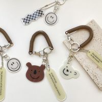 Korea Ins Smiley Bear Keychain Backpack Pendant Cute Stretchable Elastic Rope Lanyard 【AUG】