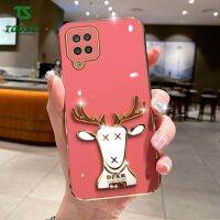 Toosci M22 Samsung กาแล็คซี่ M23 4G M32 4G M32 5G M12 M30s M31 M51 M53Luxury Elk Deer ที่ใช้ตกแต่งภายนอกสีลูกอมแท่นยึดยืดได้ชุบขาตั้งเคสนิ่มใส่โทรศัพท์ฝาหลัง TPU