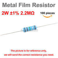 ตัวต้านทานแบบฟิล์มโลหะ100ชิ้นตัวต้านทาน2W 2.2ม. 1% 5x15mm แรงต้านทาน2.2MR โอห์ม2.2ม.