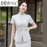 RYRYSTYLE 2023ใหม่เสื้อเบลเซอร์2973แขนสั้นกางเกงขายาวและสูทมืออาชีพสำหรับผู้หญิง