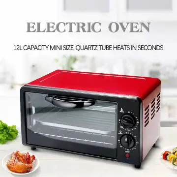 Household Intelligent 12L Electric Oven,Multifunctional Large-Capacity  Chicken Oven Microwave Oven with Bakeware Pizza Baking Mini Oven Red (Red)