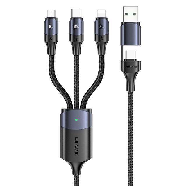 hot-ruxmmmlhj-566-สายเคเบิ้ล-usams-100w-6a-3-in-2-usb-a-to-type-c-สาย-pd-ชาร์จ-usb-เร็ว-usb-c-mirco-สายสำหรับ-iphone-14-13-12-11-pro-max-xiaomi-huawei