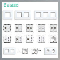 BSEED สหภาพยุโรปมาตรฐาน USB ซ็อกเก็ต RJ45อินเทอร์เน็ตทีวี ST ฟังก์ชั่นชิ้นส่วนผนังซ็อกเก็ตไฟฟ้าเท่านั้นแผงกระจก DIY รวมกัน