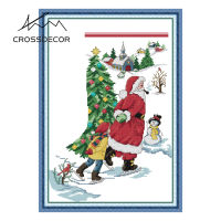 Crossdecor Cross Stitch ออกแบบใหม่รูปแบบรูป Aida 14CT 11CT ผ้า Handmade ปักชุดพร้อมวัสดุสำหรับผู้เริ่มต้นตกแต่งสำหรับ Sala Wall-สเก็ตน้ำแข็ง Santa Claus