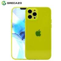 GRECAZO เคสโทรศัพท์เรืองแสงนีออนใส,เคสป้องกันเลนส์เต็ม TPU ซิลิโคนใสสำหรับผู้หญิง iPhone 11 12 Pro Max