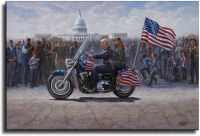 Jon Mcnaughton Maga นั่งโดนัลด์ทรัมป์มอเตอร์ไซค์ผ้าใบโปสเตอร์ศิลปะและศิลปะการพิมพ์ภาพติดผนังโปสเตอร์อุปกรณ์ตกแต่งห้องนอนสำหรับครอบครัวสมัยใหม่