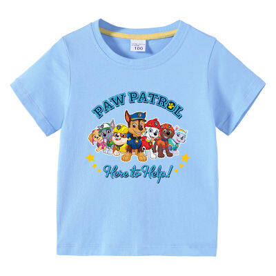 Paw Patrol เสื้อคอตตอนฤดูร้อนแขนสั้นเด็กชายหญิงทารก,เสื้อยืดแขนสั้นเด็กลายการ์ตูนเสื้อกล้ามกราฟิก0000