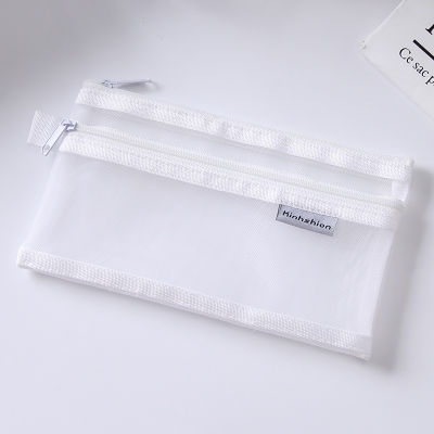 Cosmetic Bag Gift Pencil Case Mesh Bag Double Transparent Simple