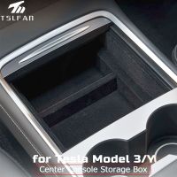 Center Console Armrest Storage Box For Tesla Model 3/Y 2021-2023 Central Flocking Organizer Tray Car Interior Essories