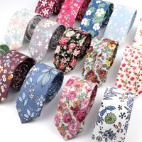 New Floral Tie For Men Women Narrow Casual Cotton Slim Necktie Print Flower Elegant Male Gravata For Wedding Party Accessories Cable Management