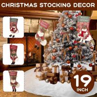 49cm Large Size Christmas Stockings Socks with Snowman Santa Elk Bear Printing Candy Gift Bag Fireplace Tree Decoration New Year Socks Tights