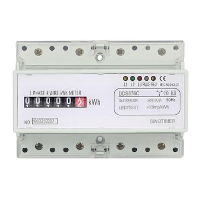 Three Phase 4 Wires Digital Power Electric Electricity Meter DIN Rail Mount AC 380V 400V B