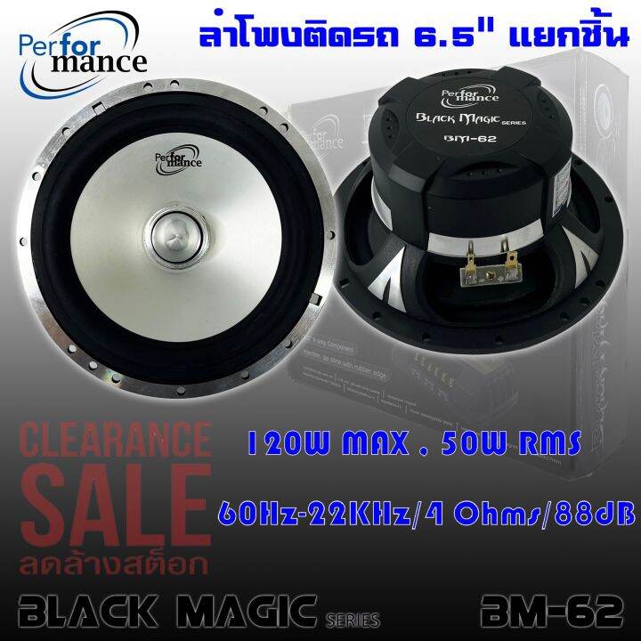 ลำโพงติดรถเสียงกลาง-6นิ้ว-6-5นิ้ว-สไตล์ดุ-performance-รุ่น-bm-62-black-magic-series-ลำโพงแยกชิ้น-2ทาง-สินค้าเคลียร์สต๊อก-กลางแหลมชัดๆ-ไม่กินวัตต์