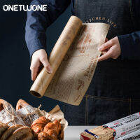 Onetwone แผ่นรองอบขนมปังกระดาษดูดซับน้ำมันแผ่นรองบาร์บีคิวอาหารกันไขมันกระดาษแว็กซ์ม้วนขนมปังแซนวิชเบอร์เกอร์ของทอดอุปกรณ์อบกระดาษอย่างรวดเร็วกระดาษอบน้ำมันกระดาษกันน้ำ30ซม. X 800ซม.