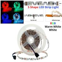 5เมตร/ม้วน DC12V 5050 S รูปร่างแถบไฟ LED SMD5050แสง RGB ยnดหยุ่น/อบอุ่นสีขาว/สีขาว5เมตร/60LED/เมตรช่องดัดตัวอักษร S ชนิดสำหรับเครื่องประดับตกแต่งภายในโคมไฟแถบแสง