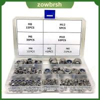 ZOWBRSH 170Pcs 304สแตนเลสสตีล น็อตล็อคไนลอน 7ขนาด M3 M4 M5 M6 M8 M10 M12 น๊อตหกเหลี่ยม พร้อมกล่องเก็บของ ชุดจัดประเภทน็อตล็อค เครื่องใช้ในครัวเรือน