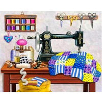 Sewing Machine Landscape DIY Cross Stitch Embroidery 11CT Kits Needlework Craft Set Cotton Thread Printed Canvas Home Room