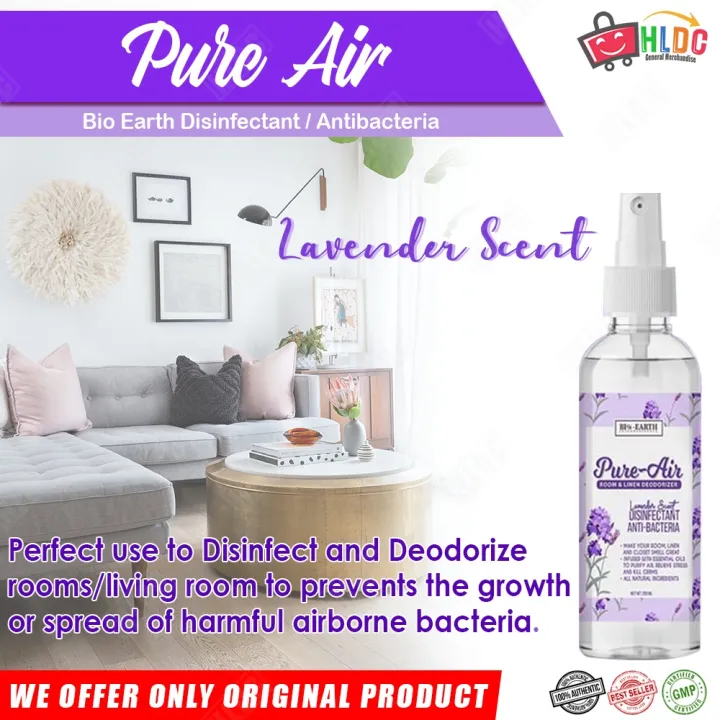 Bio Earth Pure Air Room Linen Deoderizer ,Disenfectant, Kill Bacteria, Air Freshener Lazada PH