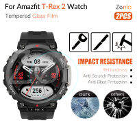 Zenia 2ชิ้นฟิล์มป้องกันหน้าจอแบบเต็มสำหรับ Amazfit T-Rex 2 T-Rex2 HD 9H 2.5D กระจกนิรภัยป้องกันการระเบิดป้องกันรอยขีดข่วนฟิล์มอุปกรณ์เสริมเปลี่ยน