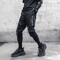 Men Tactical Functional Cargo Pants Joggers Zipper Multi-Pocket Trousers 2023 Spring Hip Hop Streetwear Harem Pant Black