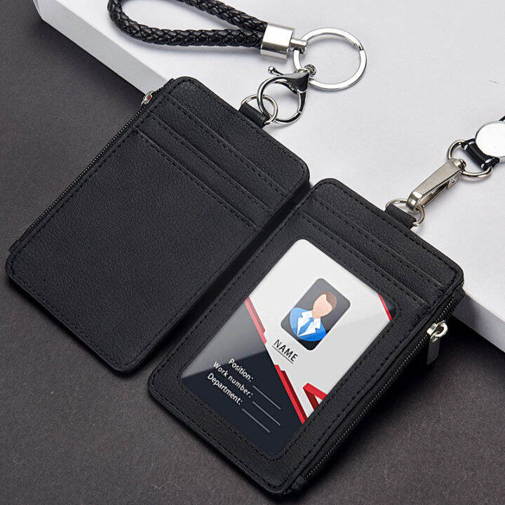 new Multifunctional Zipper Work ID Card Holder with Lanyard Identity ...