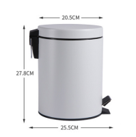 Best Trash Can,5 Liter Trash Can Iron Pedal Cylinder with Cover Frosted Black Home Kitchen Bathroom Living Room Office,Etc