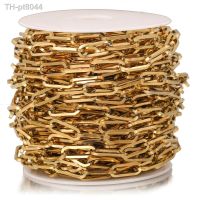 1 Meter Stainless Steel 7mm Width Gold Paperclip Chains Flat Oval Cable Chain For DIY Long Necklace Bracelet Making Findings