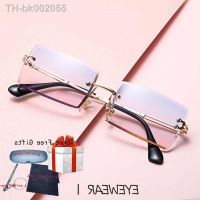 ☑ New Sunglasses for Men Ladies Sunglasses Rimless Trim Square Gradient Ocean Sunglasses Anti-UV Brand Designer Classic Eyewear