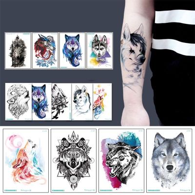 【YF】 Waterproof Temporary Tattoo Stickers Wolf Anime Disposable Women Men Body Art Arm  Foot Hand Fake Sleeve Tattoos Sticker