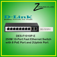 DES-F1010P-E 10-Port PoE Switch with 8 Long Reach 250m PoE Ports and 2 Uplink Ports