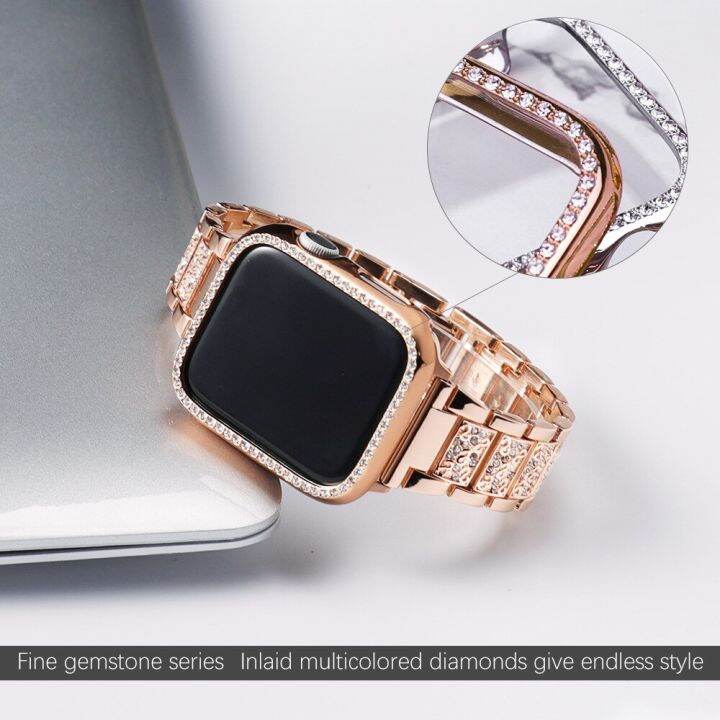 เคส-สายนาฬิกาสำหรับสายคาด-apple-watch-40มม-44มม-41มม-45มม-38มม-42มม-40มม-สายข้อมือโลหะเพชร-iwatch-series-8-3-5-6-se-7-carterfa