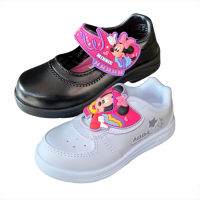 ADDA Minnie รองเท้านักเรียนอนุบาลหนังดำ รองเท้าผ้าใบสีขาวพละเด็กผู้หญิง มินนี่ 41C17 / 41G95