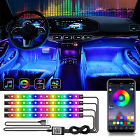 นีออน48 72 LED ภายในรถแสงเท้าโดยรอบด้วย USB ไร้สายระยะไกลเพลง App ควบคุมอัตโนมัติ RGB บรรยากาศโคมไฟตกแต่ง