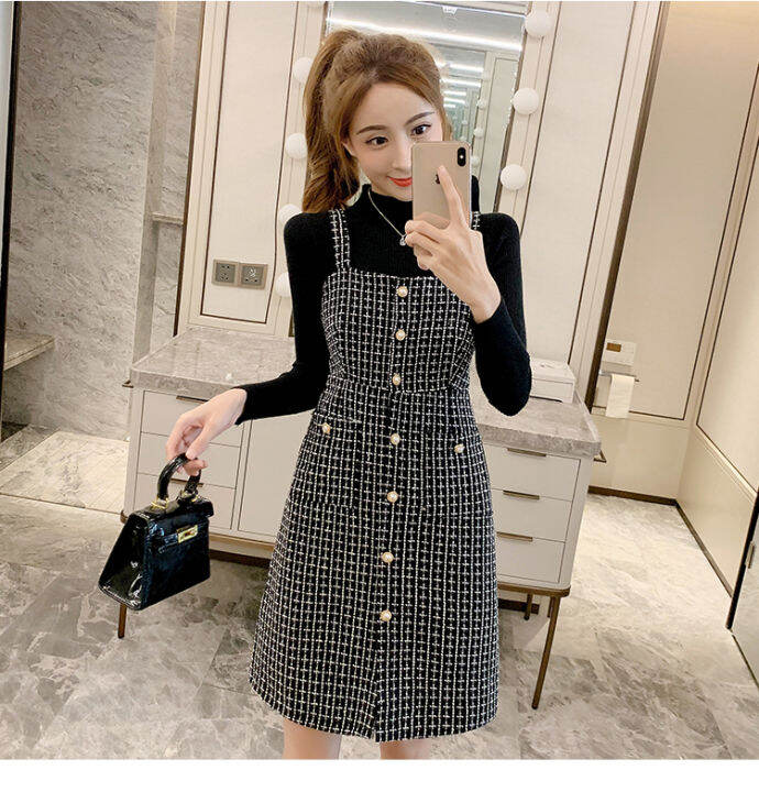 smthma-2021-new-arrival-spring-woolen-plaid-sexy-spaghetti-strap-dress-suit-luxury-ladies-temperament-2-piece-dress-set