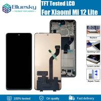 LCD ทดสอบแล้ว Bluesky สำหรับ Xiaomi 12 Lite 12 Lite LCD 2203129G ชุดเครื่องอ่านพิกัดแผงหน้าจอสัมผัสสำหรับ Mi 12 Lite Mi12 Lite กรอบจอ LCD