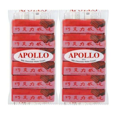 Apollo Milk Chocolate Wafer Cream  เวเฟอร์ เคลือบ ช็อกโกแลต แพ็ค 4ห่อ x 12 ชิ้น รวม 48 ชิ้น