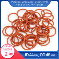 โอริง CS 2 มม. ID 44 มม. OD 48 มม. วัสดุพร้อมซิลิโคน VMQ NBR FKM EPDM ORing Seal Gaske-Lusjeh