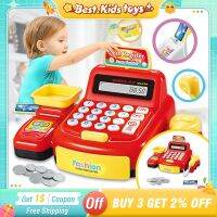 Childrens Mini Cash Register With Scanner Montessori Supermarket Play House Game Lights Sound Kids Toys Boy Girl Birthday Gifts