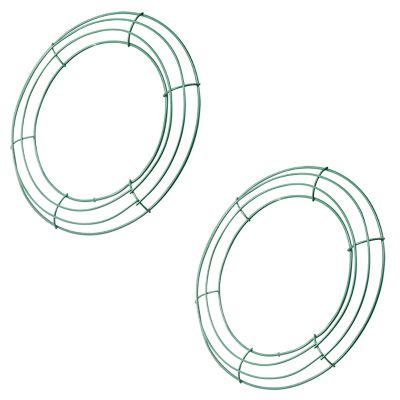 14 Inch Wire Wreath Frame Metal Round Wreath Form Making Rings Green for Christmas Party Home Decoration DIY Pack of 2