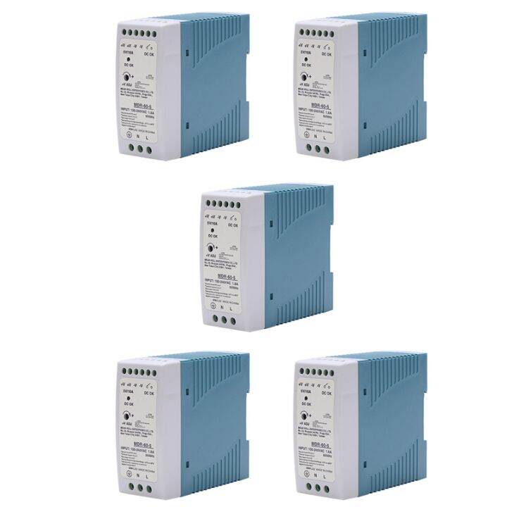 5X MDR-60 5V 60W Din Rail Power Supply Ac-Dc Driver Voltage Regulator ...