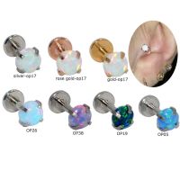 1 Piece 16Gauge Lip Piercing Internally Thread Labret Stud Flat Head with Opal Ear Helix Pinna Lobe Stud