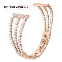 เพชรสุดหรูใหม่เหล็กสแตนเลสสำหรับ Fitbit Versa 3 E B สำหรับผู้หญิงสายรัดข้อมือ Bling Versa 2 Lite Correa